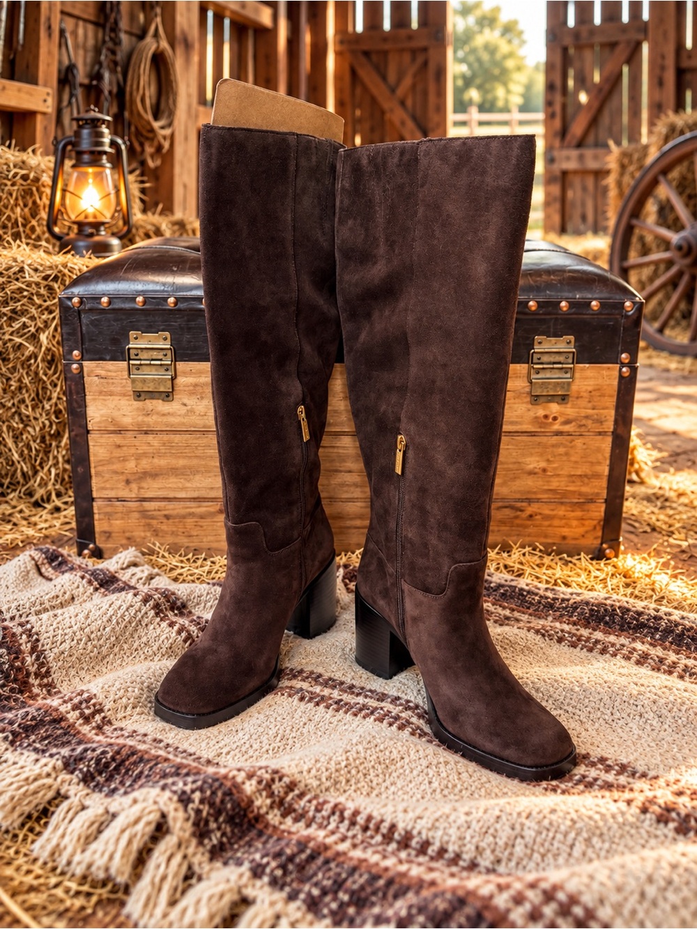 NWT Vince Camuto Gibi Brownie Suede Wide Calf Knee High Boots 8.5M VC-GIBI2
